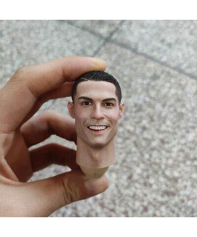 1/6 Scale Male Head Sculpt Cristiano Ronaldo European Man Long Neck Smile Version Head Carved for 12'' Soldier Action Figure ...