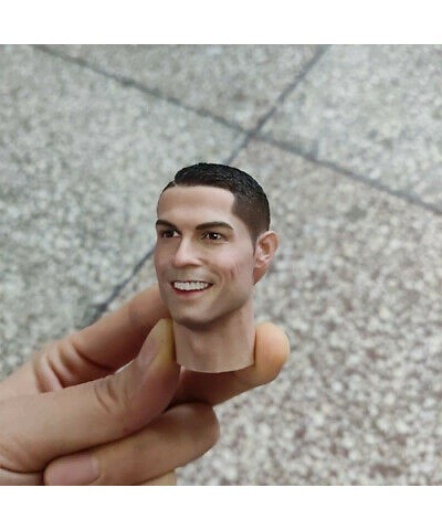 1/6 Scale Male Head Sculpt Cristiano Ronaldo European Man Long Neck Smile Version Head Carved for 12'' Soldier Action Figure ...