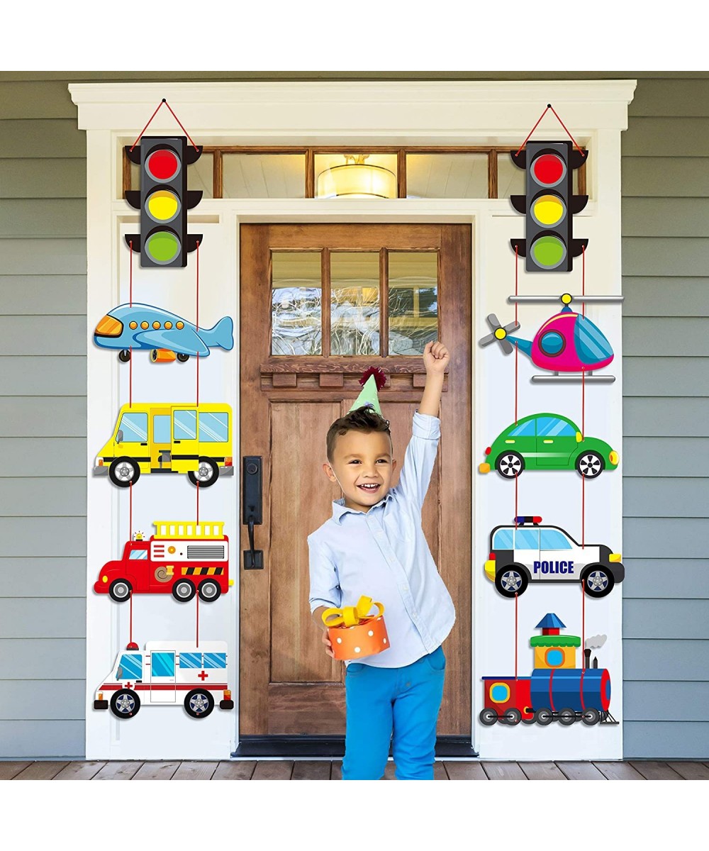 10pcs Transportation Cardboard Cut-out for Outdoor Porch Sign Door Banner Transportation Theme Birthday Party Banner Car Them...