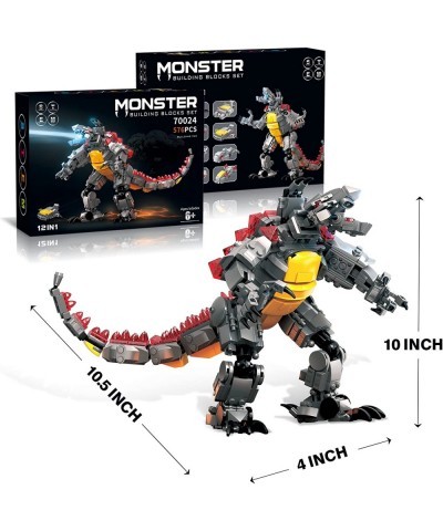 2022 STEM Star Monster Wars Toys 12 in 1 Build for Kids Who Love Jurassic Dinosaur Building Blocks Kit or Spaceship Christmas...