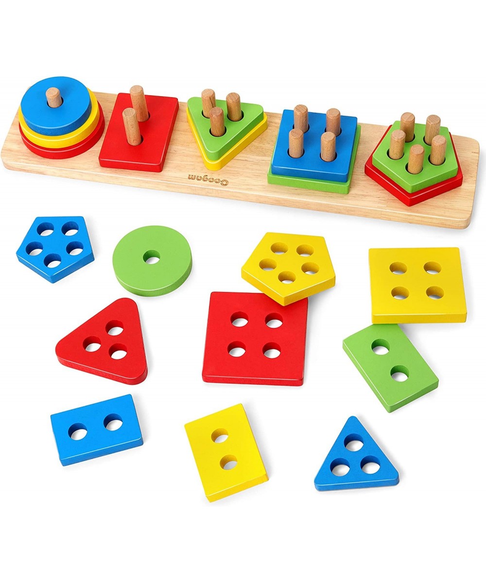 Wooden Sorting Stacking Montessori Toys Shape Color Recognition Blocks Matching Puzzle Stacker Geometric Board Early Educatio...