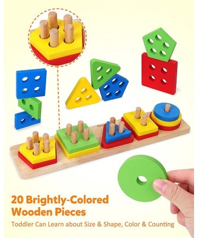 Wooden Sorting Stacking Montessori Toys Shape Color Recognition Blocks Matching Puzzle Stacker Geometric Board Early Educatio...