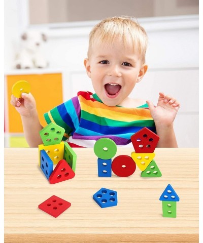 Wooden Sorting Stacking Montessori Toys Shape Color Recognition Blocks Matching Puzzle Stacker Geometric Board Early Educatio...