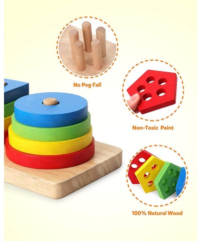 Wooden Sorting Stacking Montessori Toys Shape Color Recognition Blocks Matching Puzzle Stacker Geometric Board Early Educatio...