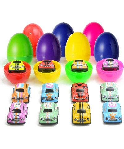 12 Filled Easter Eggs with Pull Back Cars Toy Prefilled Plastic Easter Egg for Kids Easter Hunt Party Favors Basket Stuffers ...