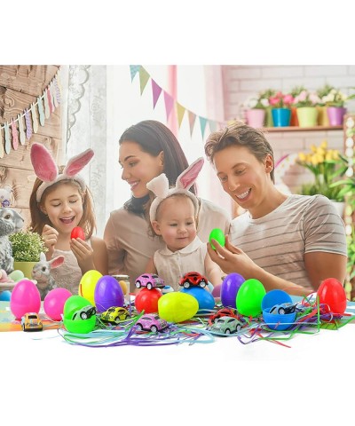 12 Filled Easter Eggs with Pull Back Cars Toy Prefilled Plastic Easter Egg for Kids Easter Hunt Party Favors Basket Stuffers ...