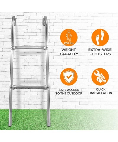 Outdoor Trampoline Access Safety Ladder - 2 Step Weather Resistant Galvanized Steel Trampoline Climbing Ladder - for Outdoor ...