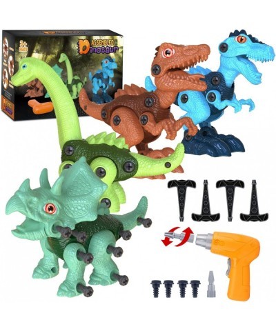 Dinosaur Toys Kids Toys 4PCS STEM Take Apart Building Dinosaur Toy with Electric Drill for Kids Fun Dinosaur Learning Educati...