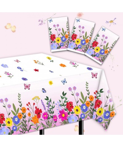 3Pcs Flower Tablecloth-Wildflower Party Decorations Spring Plastic Table Covers Flower Party Supplies for Baby Shower Birthda...