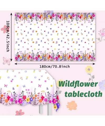 3Pcs Flower Tablecloth-Wildflower Party Decorations Spring Plastic Table Covers Flower Party Supplies for Baby Shower Birthda...