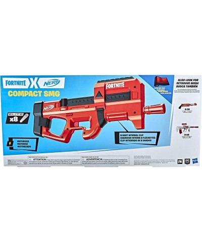 Fortnite Compact SMG Motorized Blaster Ultra Red Wrap Design 8-Dart Internal Clip 8 Elite Foam Darts Electric Semi Auto Fortn...