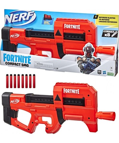 Fortnite Compact SMG Motorized Blaster Ultra Red Wrap Design 8-Dart Internal Clip 8 Elite Foam Darts Electric Semi Auto Fortn...