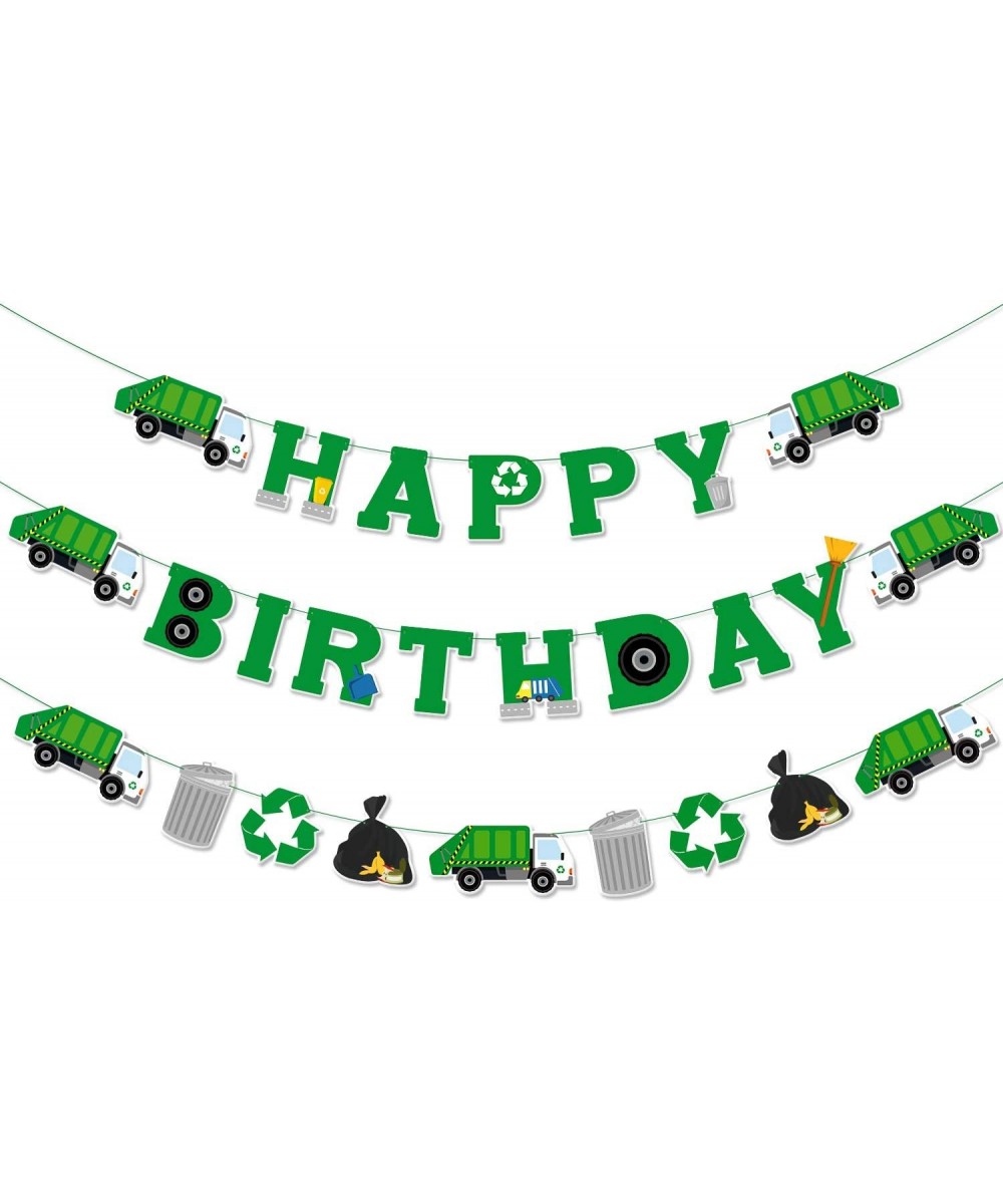 Garbage Truck Birthday Banner Trash Truck Party Supplies Waste Management Recycling Decorations Set of 3 $18.67 Kids' Party D...