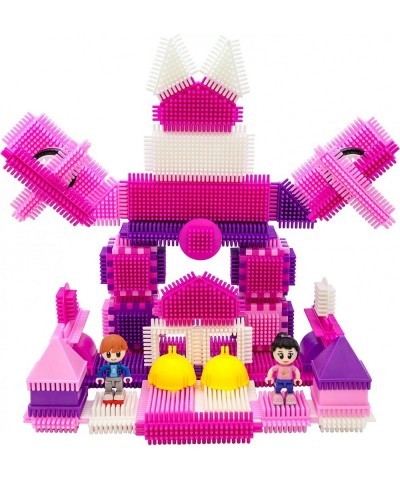 PTB106 106pcs Bristle Lock Building Blocks Tiles Pink Castle Theme Set w/ Human Figures Learning Playset STEM Toy Set Educati...