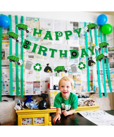 Garbage Truck Birthday Banner Trash Truck Party Supplies Waste Management Recycling Decorations Set of 3 $18.67 Kids' Party D...