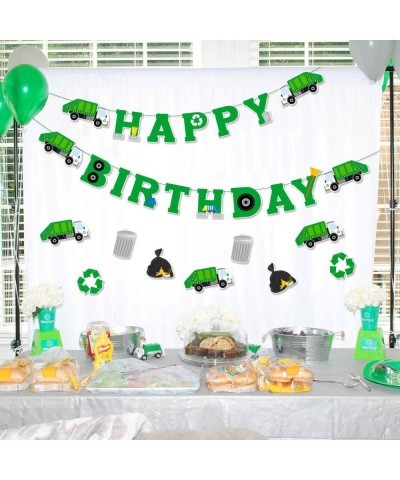 Garbage Truck Birthday Banner Trash Truck Party Supplies Waste Management Recycling Decorations Set of 3 $18.67 Kids' Party D...