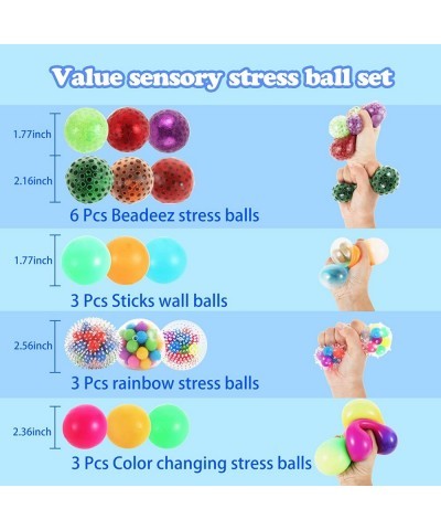 Squishy Balls Stress Balls for Kids and Aldults-15 Pack Stress Relief Fidget Balls Sensory Stress Ball Set for Relax Anxiety ...