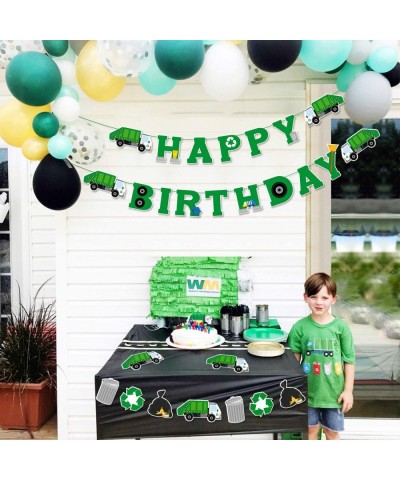 Garbage Truck Birthday Banner Trash Truck Party Supplies Waste Management Recycling Decorations Set of 3 $18.67 Kids' Party D...