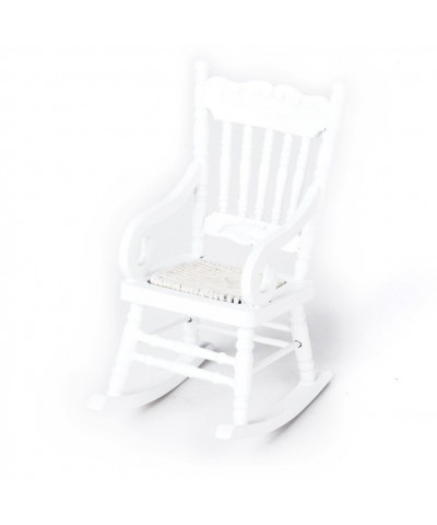 Dollhouse Wooden Chair 1:12 Dollhouse Miniature Wooden Rocking Chair Model (White) $17.78 Dollhouse Accessories