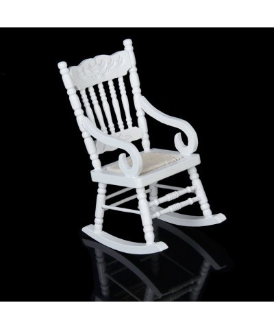 Dollhouse Wooden Chair 1:12 Dollhouse Miniature Wooden Rocking Chair Model (White) $17.78 Dollhouse Accessories