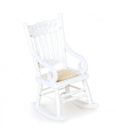 Dollhouse Wooden Chair 1:12 Dollhouse Miniature Wooden Rocking Chair Model (White) $17.78 Dollhouse Accessories