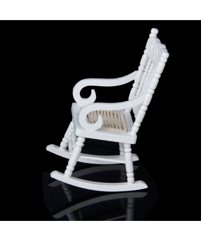 Dollhouse Wooden Chair 1:12 Dollhouse Miniature Wooden Rocking Chair Model (White) $17.78 Dollhouse Accessories