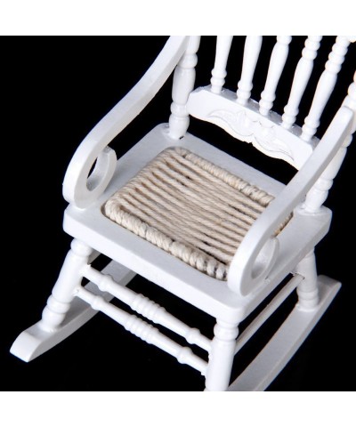 Dollhouse Wooden Chair 1:12 Dollhouse Miniature Wooden Rocking Chair Model (White) $17.78 Dollhouse Accessories