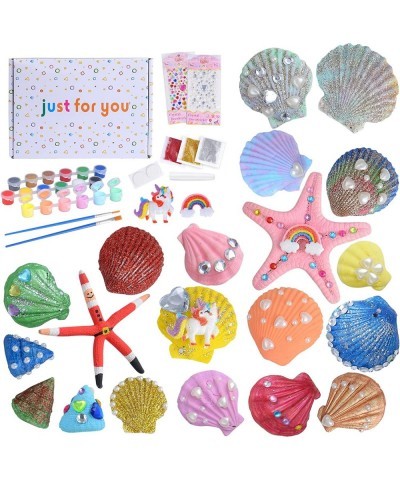 Seashell Painting Kit Gift Toys for 3 4 5 6 7 8 Years Old Girls - Arts and Crafts Painting Kit Including 20 Cute Seashells DI...