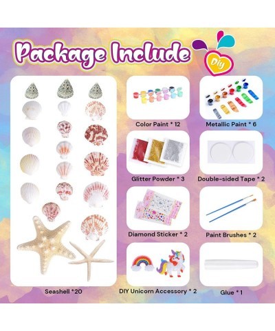 Seashell Painting Kit Gift Toys for 3 4 5 6 7 8 Years Old Girls - Arts and Crafts Painting Kit Including 20 Cute Seashells DI...