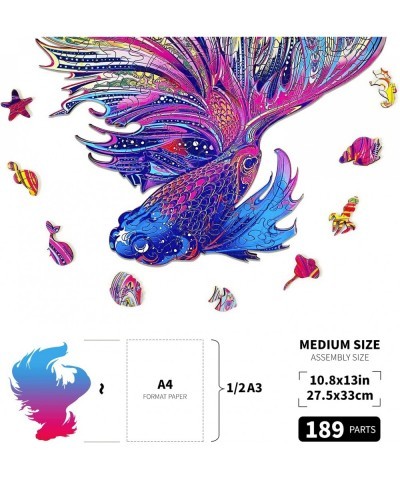 Wooden Puzzles for Adults Version 2.0 Animal Shaped Puzzles for Adults Unique Shape Puzzle Pieces Fish Puzzles Best Gift for ...