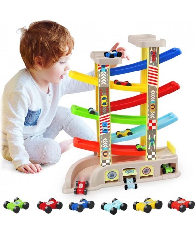 Montessori Toys for 2 3 Year Old Boys Toddlers Car Ramp Toys with 6 Cars & Race Tracks Garages and Parking Lots Ramp Racer To...