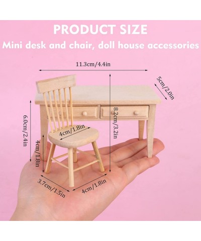 Wooden Dollhouse Furniture Mini Dollhouse Furniture Desk Chair Set Miniature Living Room Kids Play Toy for Photo Props $26.65...