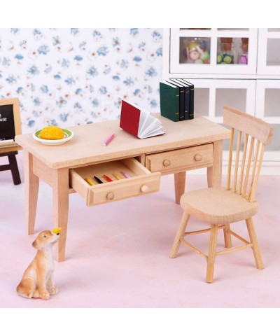 Wooden Dollhouse Furniture Mini Dollhouse Furniture Desk Chair Set Miniature Living Room Kids Play Toy for Photo Props $26.65...