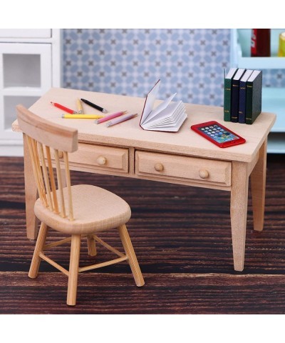 Wooden Dollhouse Furniture Mini Dollhouse Furniture Desk Chair Set Miniature Living Room Kids Play Toy for Photo Props $26.65...