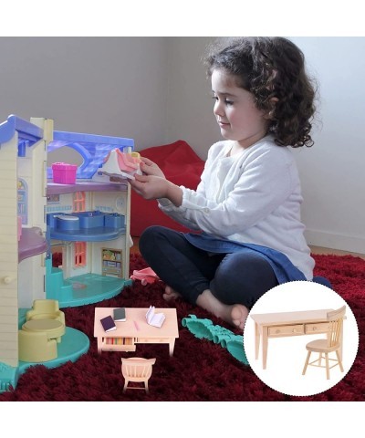 Wooden Dollhouse Furniture Mini Dollhouse Furniture Desk Chair Set Miniature Living Room Kids Play Toy for Photo Props $26.65...