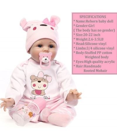 Reborn Baby Doll Girl 22" Look Real Silicone Vinyl Handmade Weighted Pink Outfit Eyes Open Cute Doll Gift Set $87.03 Dolls