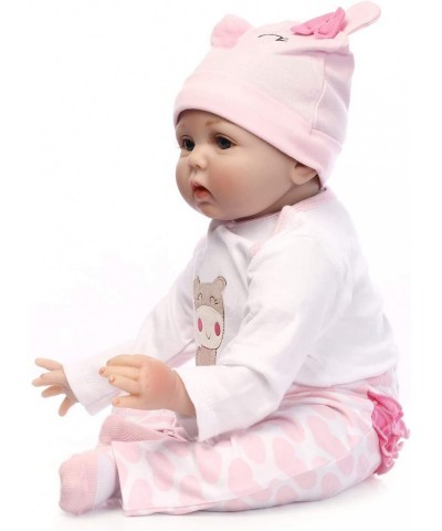 Reborn Baby Doll Girl 22" Look Real Silicone Vinyl Handmade Weighted Pink Outfit Eyes Open Cute Doll Gift Set $87.03 Dolls