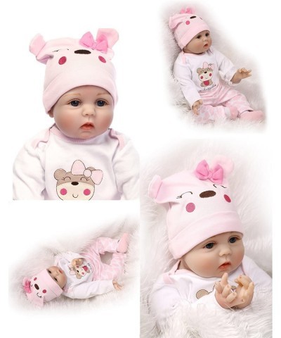 Reborn Baby Doll Girl 22" Look Real Silicone Vinyl Handmade Weighted Pink Outfit Eyes Open Cute Doll Gift Set $87.03 Dolls