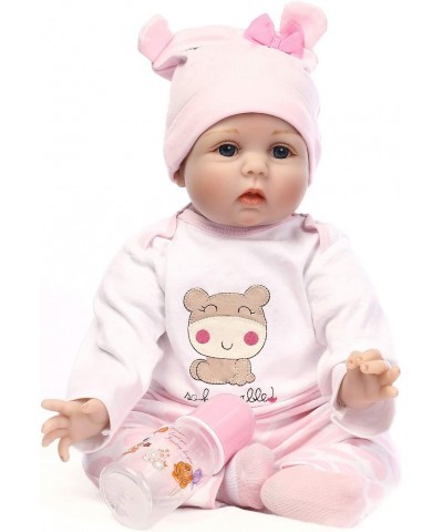 Reborn Baby Doll Girl 22" Look Real Silicone Vinyl Handmade Weighted Pink Outfit Eyes Open Cute Doll Gift Set $87.03 Dolls