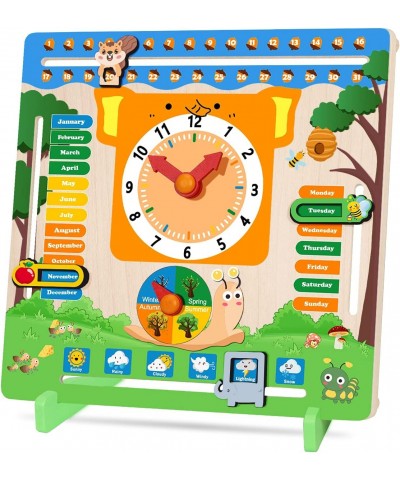 Montessori Educational Wooden Toys - Preschool Telling Time Teaching Clock Boys & Girls - Time Calendar Clock for Kids Age 3 ...