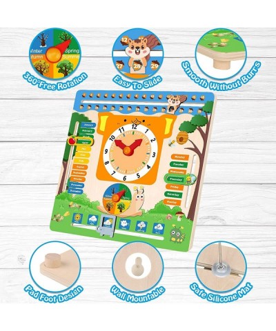 Montessori Educational Wooden Toys - Preschool Telling Time Teaching Clock Boys & Girls - Time Calendar Clock for Kids Age 3 ...