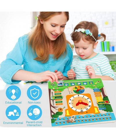 Montessori Educational Wooden Toys - Preschool Telling Time Teaching Clock Boys & Girls - Time Calendar Clock for Kids Age 3 ...