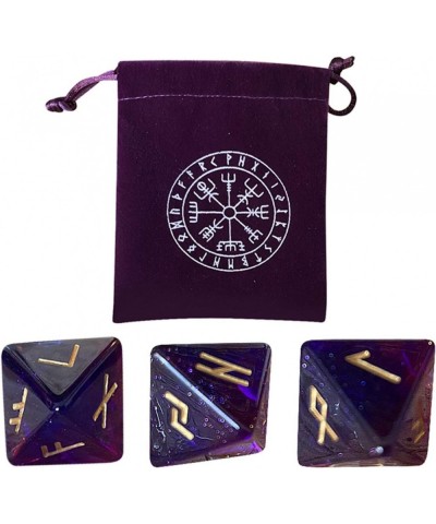 Polyhedral Dice Set 3PCS Assorted Polyhedral Dice Set with Purple Drawstring Bag for Divination Star Divination Rune Dice Sui...