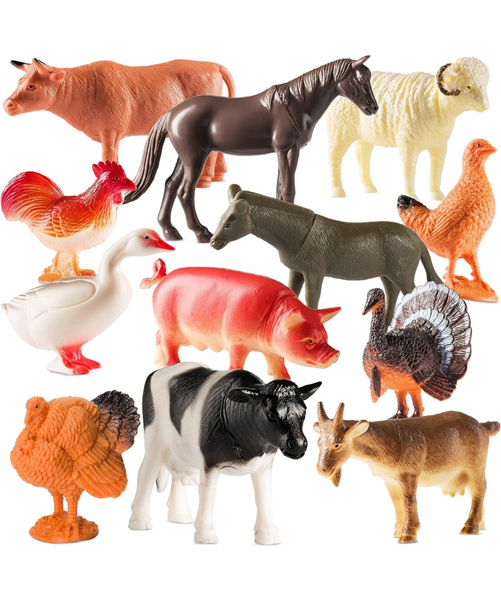 Farm Animal Toys - Pack of 12 - Plastic Farm Animals for Toddlers and Kids Realistic 3-5 Inch Ranch / Barnyard Animal Toy Fig...