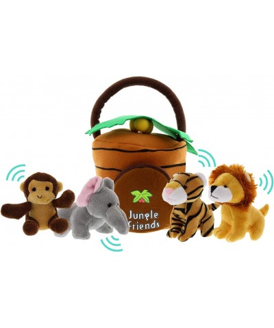 Jungle Animals Talking Plush Baby Toy – 5 Piece Small Stuffed Animals Set Including Jungle House Carrier and Stuffed Monkey L...