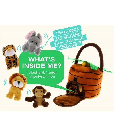 Jungle Animals Talking Plush Baby Toy – 5 Piece Small Stuffed Animals Set Including Jungle House Carrier and Stuffed Monkey L...