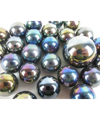 Big Game Toys~25 Glass Marbles 25 Glass Marbles Meteor Metallic Iridescent Silver/Gold/Purple Classic Style Game Pack (24 Pla...