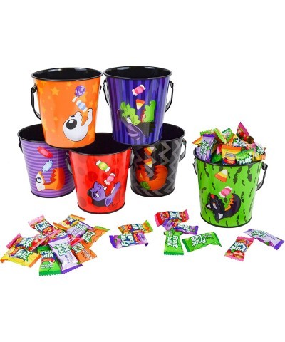 12 PCS Halloween Candy Buckets Metal Pail Candy Bowl Holder for Trick-or-Treat Halloween Steel Bucket with Handle in 6 Design...