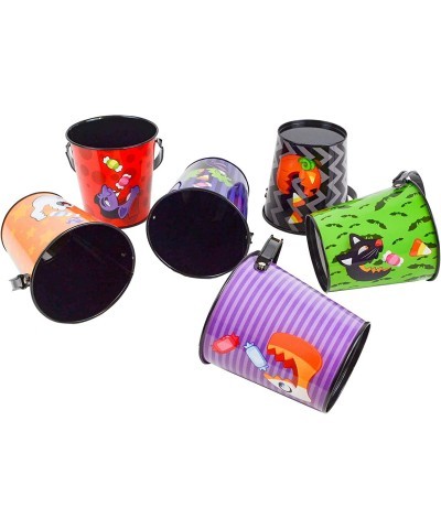 12 PCS Halloween Candy Buckets Metal Pail Candy Bowl Holder for Trick-or-Treat Halloween Steel Bucket with Handle in 6 Design...