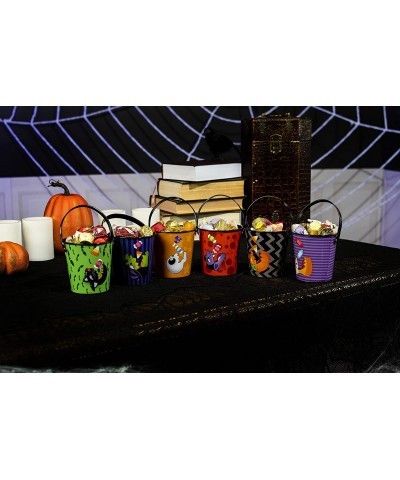 12 PCS Halloween Candy Buckets Metal Pail Candy Bowl Holder for Trick-or-Treat Halloween Steel Bucket with Handle in 6 Design...